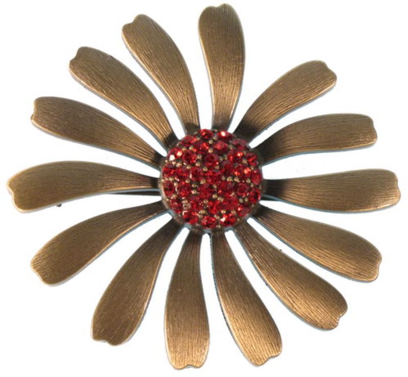 Brooch - Large Metal Flower (Red)