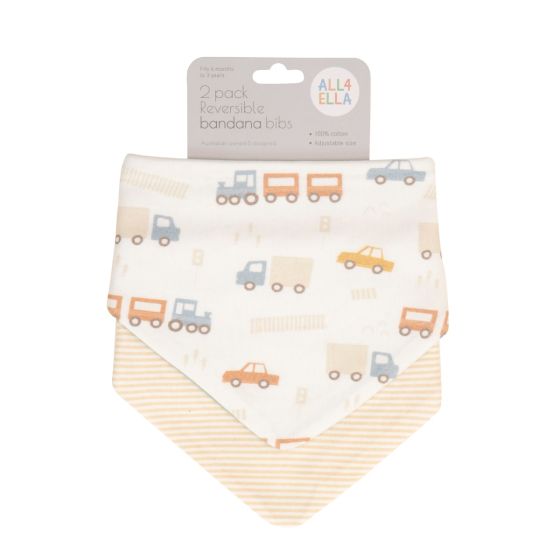 Bandana Bibs 2pk - Trucks - All4Ella