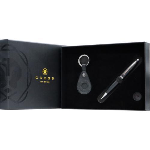 Calais Black Ballpoint Pen and Smart Tracker Keychain Gift Set Cross