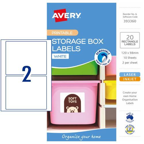 Removable Storage Labels Rectangle 20 Pack Avery