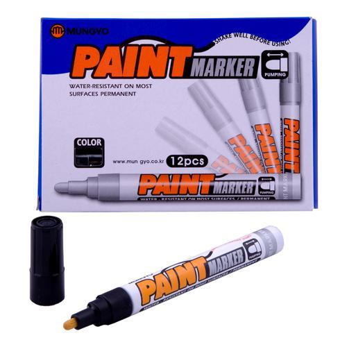 Oil-Based Permanent Paint Markers Black 12 Pack Mungyo