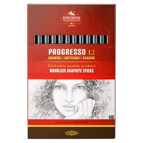 Progresso Woodless Graphite Pencils 6B 12 Pack Koh-I-Noor 8911