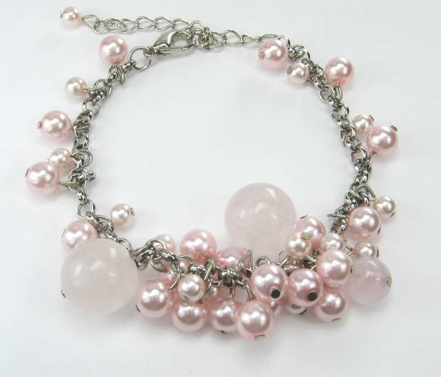 Bracelet - Bead & Crystal - Pink