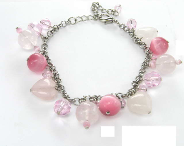 Bracelet - Bead & Crystal - Pink - Version 2