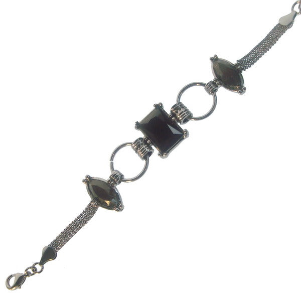 Bracelet - Shapes And Lge Link Stone - Black