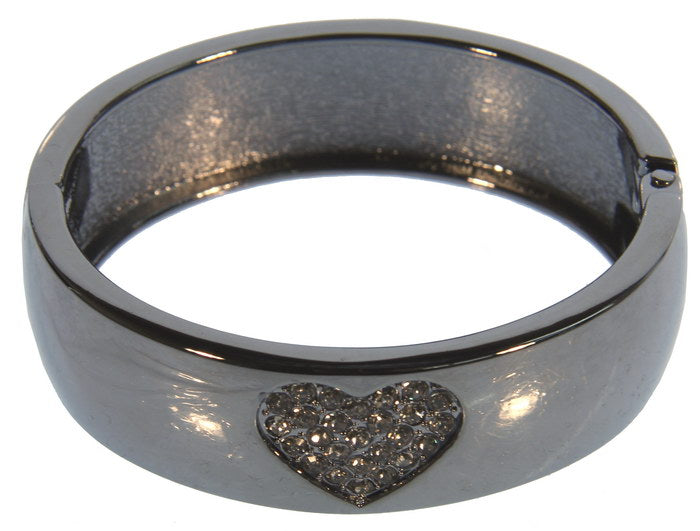 Bracelet - Dia Heart In Cuff - Black