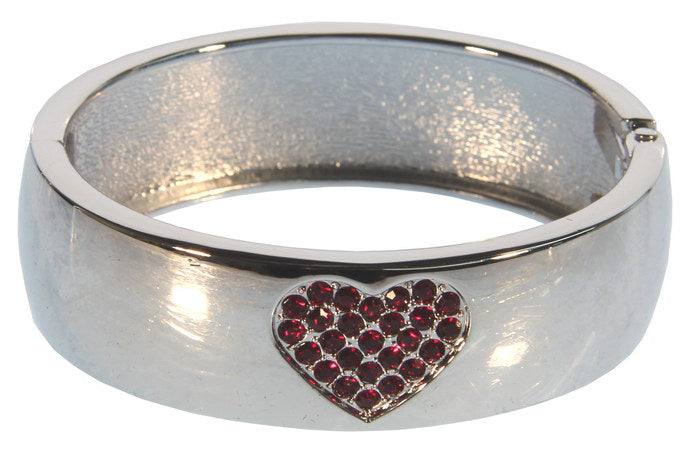 Bracelet - Dia Heart In Cuff - Red