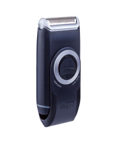 Braun M30 Pocket Go Shaver with ultra-flexing foil, black and silver design, for portable and convenient grooming.