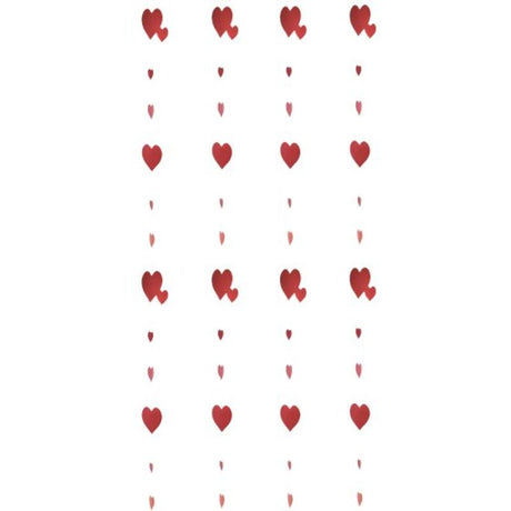 Colorful heart-shaped foil string decorations, 1.8m long, ideal for parties and events, pack of 4 for vibrant décor.