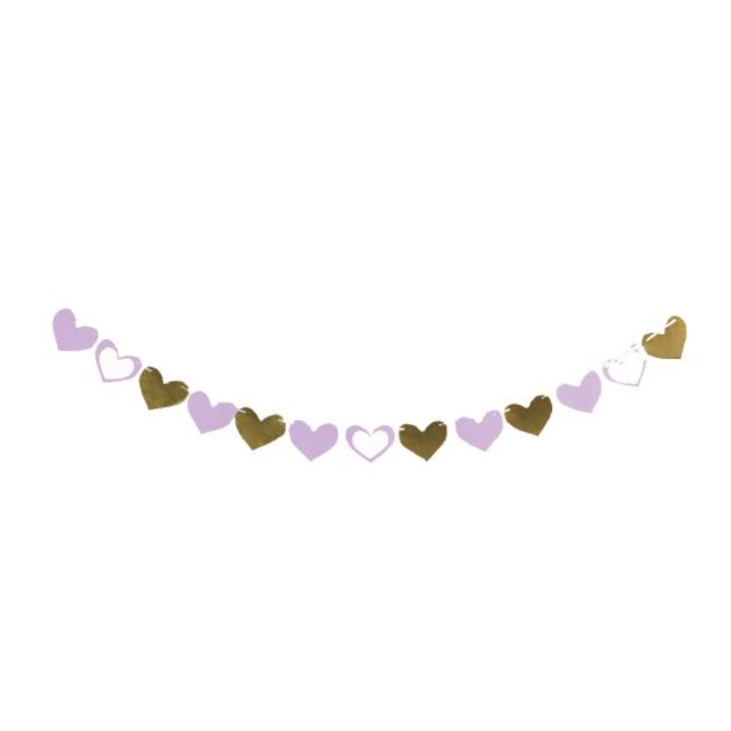 Brightly colored Hearts Garland in cardboard and foil, measuring 11cm x 8cm x 2m, perfect for festive celebrations.