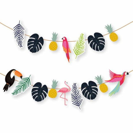 Vibrant 2.4m tropical-themed hanging garlands for lively events, perfect for indoor and outdoor celebrations.