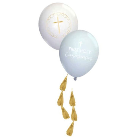 Botanical Celebration Blue Latex Balloon Kit featuring 4 elegant balloons with botanical designs, perfect for any festive occasion.