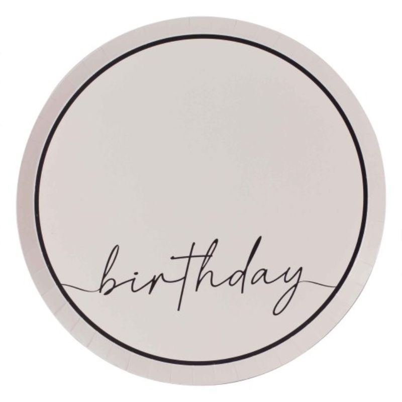 Champagne Noir Nude & Black Happy Birthday Paper Plates NPC - Pack of 8