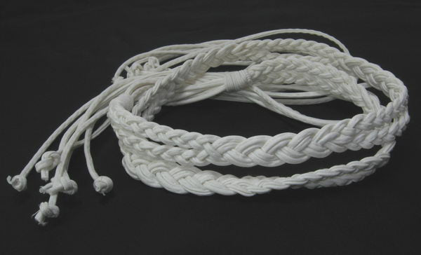 Belt - Thin Plaited Belt - White