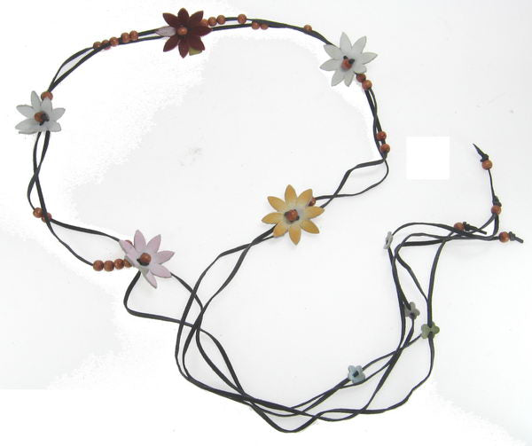 Belt Black & Mutli Flower Leather