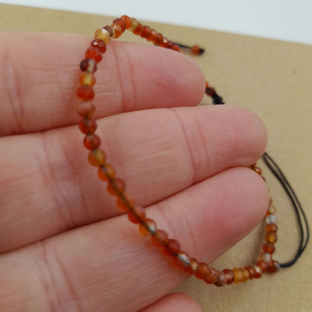 Gemstone Bracelet - Star Cut Faceted Red Agate (Set of 3)