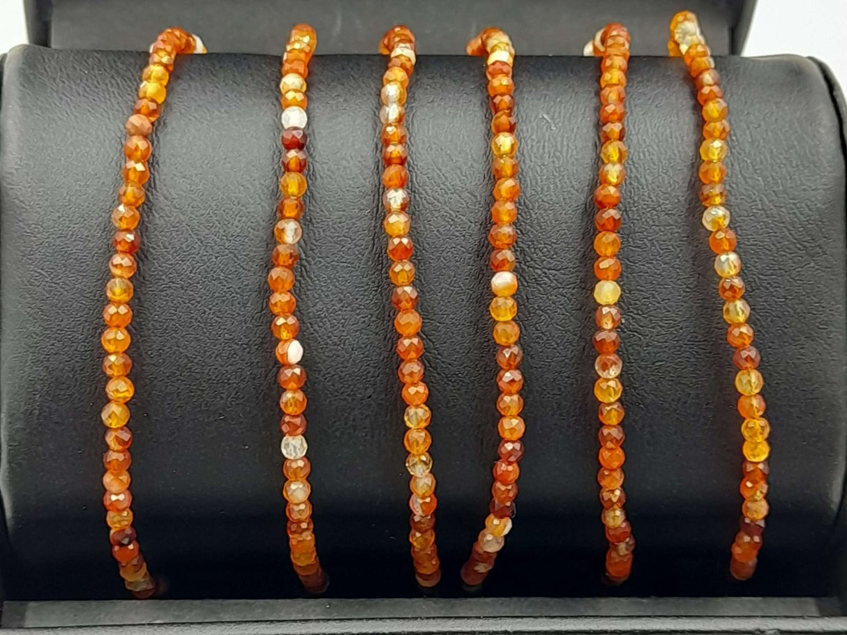 Gemstone Bracelet - Star Cut Faceted Red Agate (Set of 3)