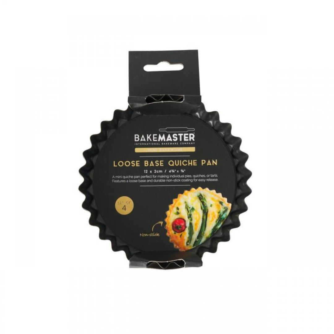 Loose Base Quiche - BAKEMASTER Mini Non Stick 12 x2cm (Set of 4)
