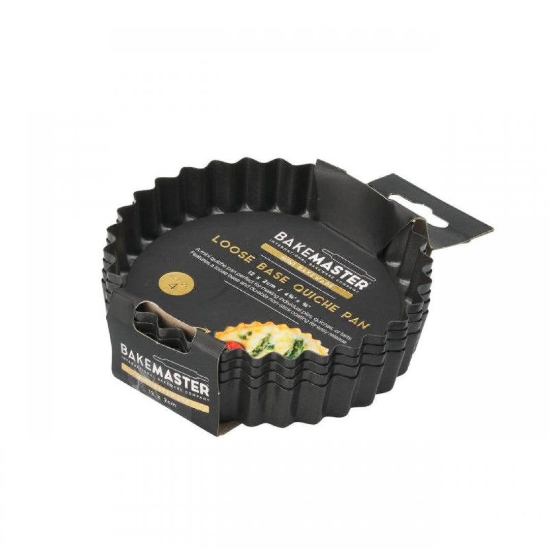 Loose Base Quiche - BAKEMASTER Mini Non Stick 12 x2cm (Set of 4)
