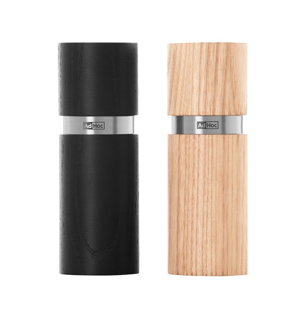Salt & Pepper Mill Set - Adhoc Textura Black/Cream (13cm)