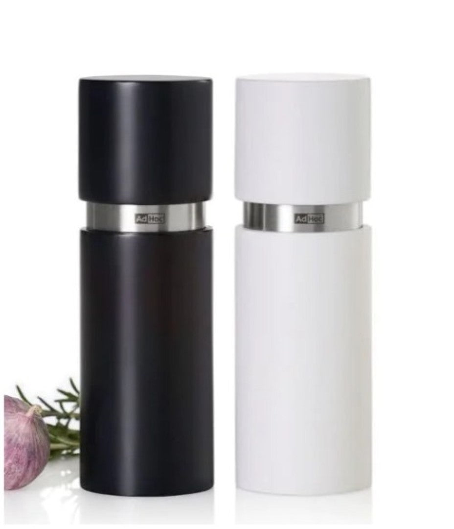 Salt & Pepper Mill Set - Adhoc Textura Black/White (15cm)
