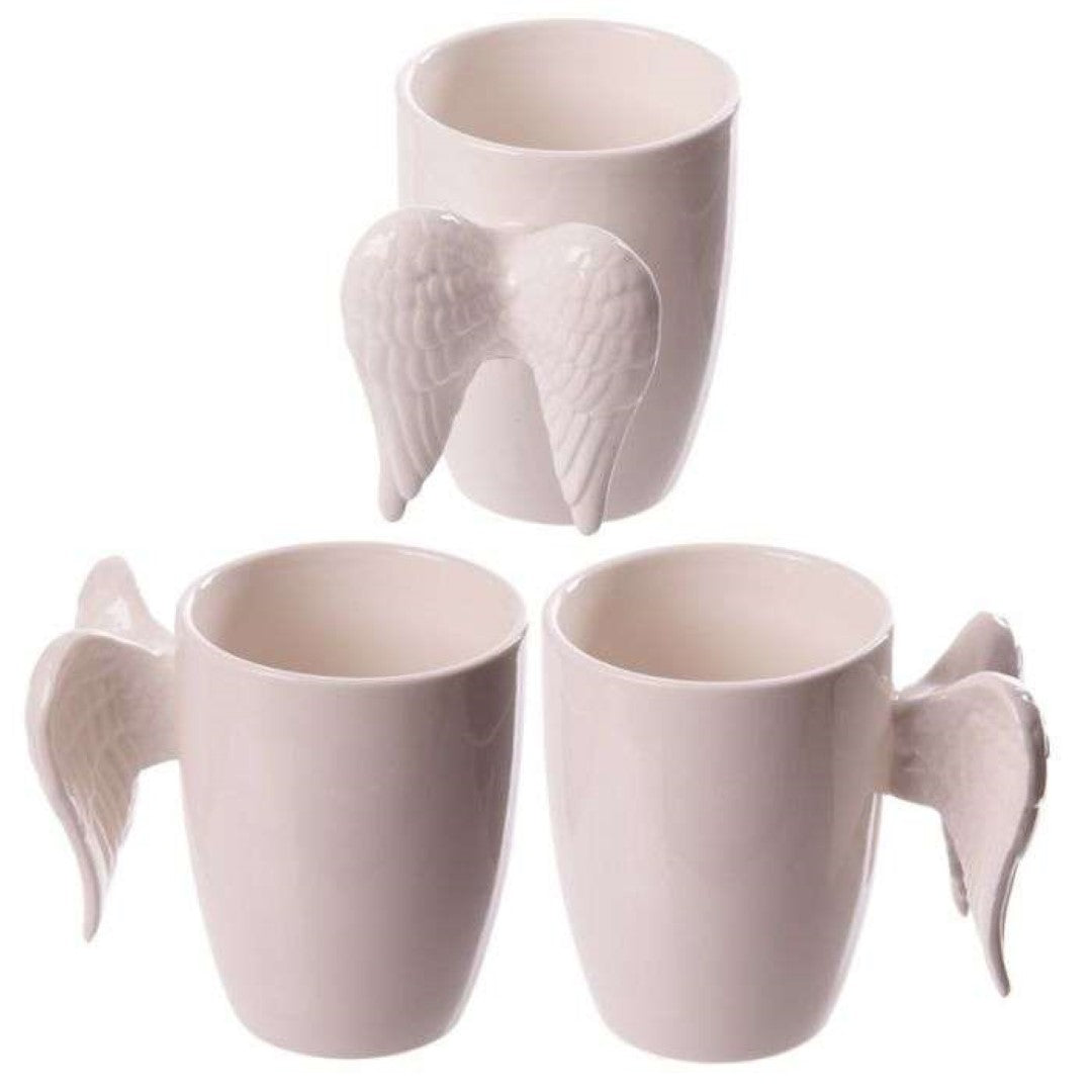 Ceramic Mug - White Angel Wings Shaped Handle (380ml)