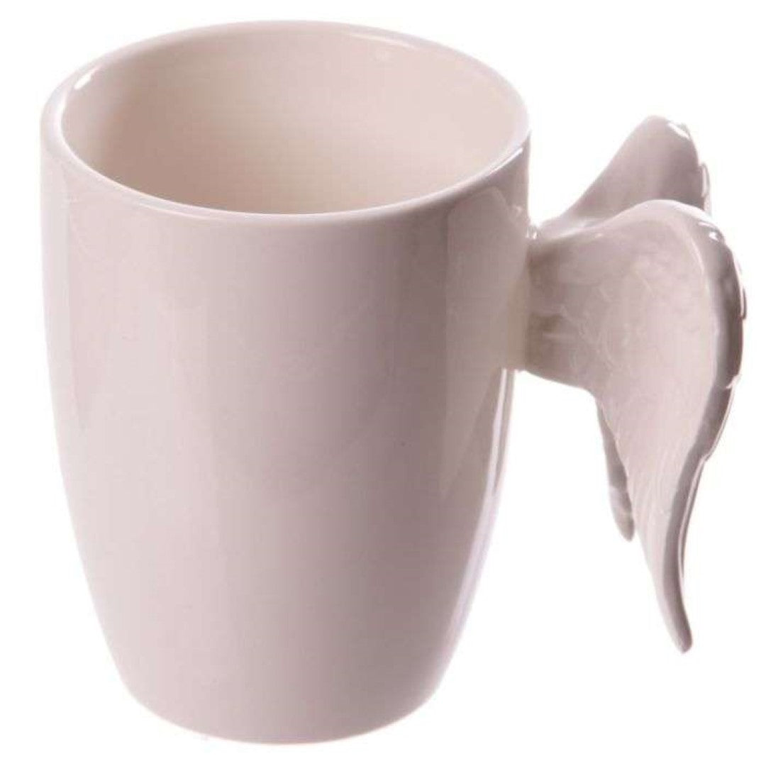 Ceramic Mug - White Angel Wings Shaped Handle (380ml)