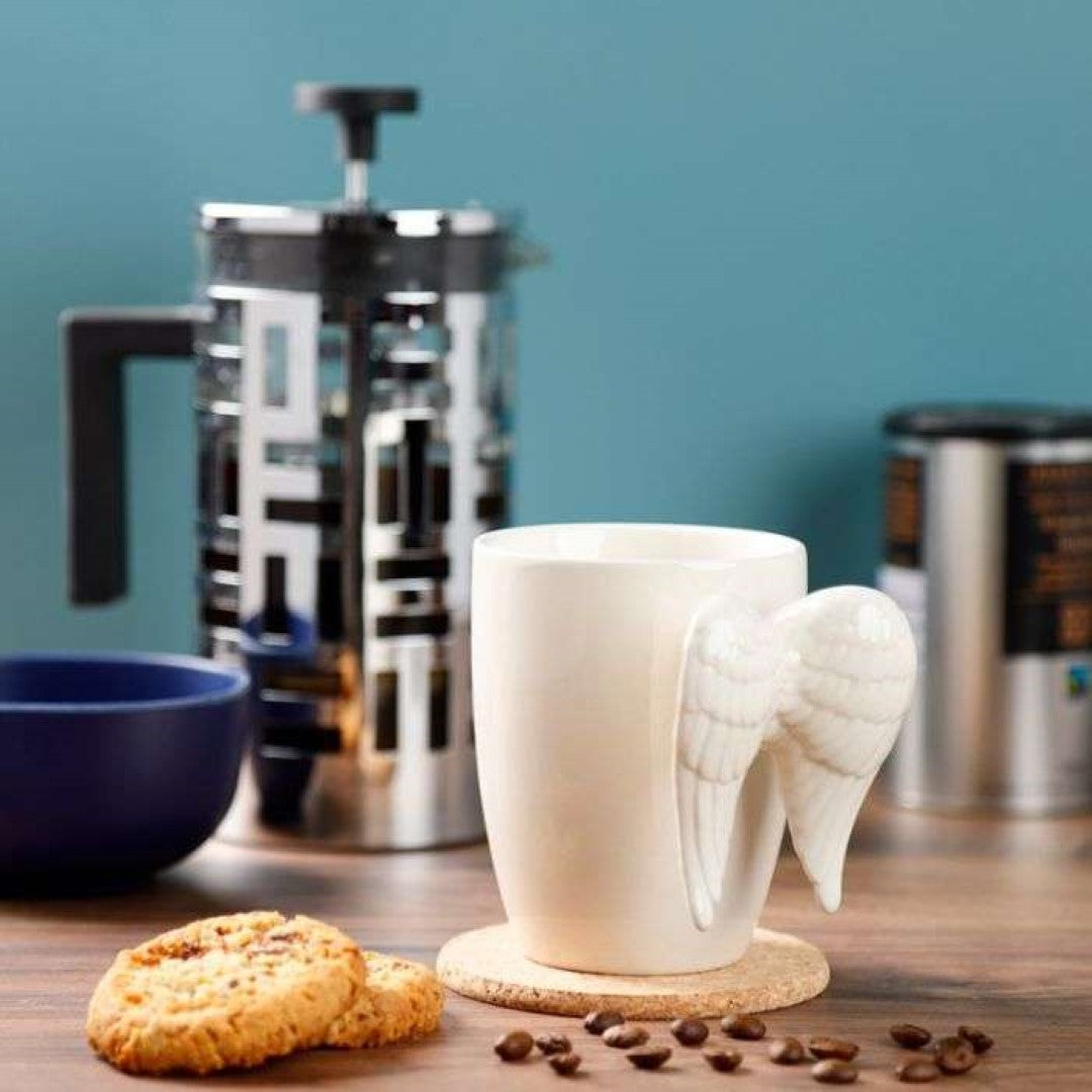Ceramic Mug - White Angel Wings Shaped Handle (380ml)