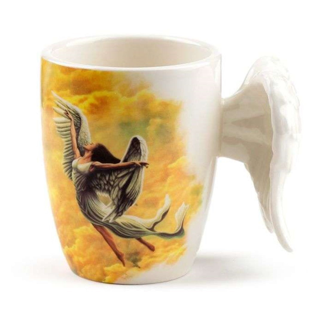 Ceramic Mug - Angel Wings Shaped Handle with Decal (350ml)