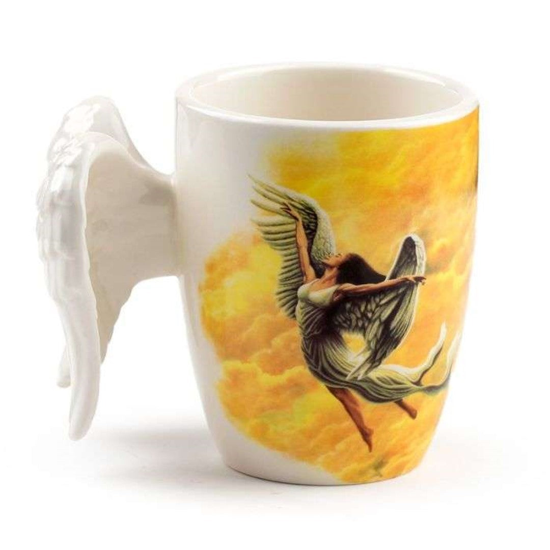 Ceramic Mug - Angel Wings Shaped Handle with Decal (350ml)