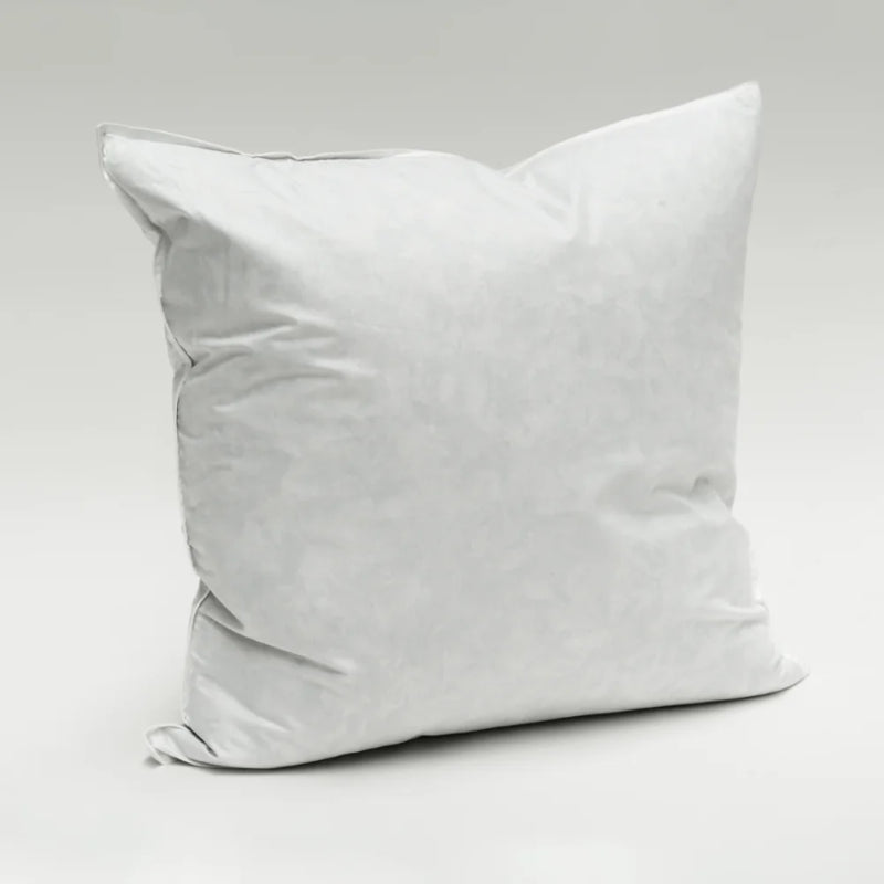 Plush 50x50cm cushion inner filled with 100% grey duck feather, featuring durable downproof cotton for comfort and luxury.