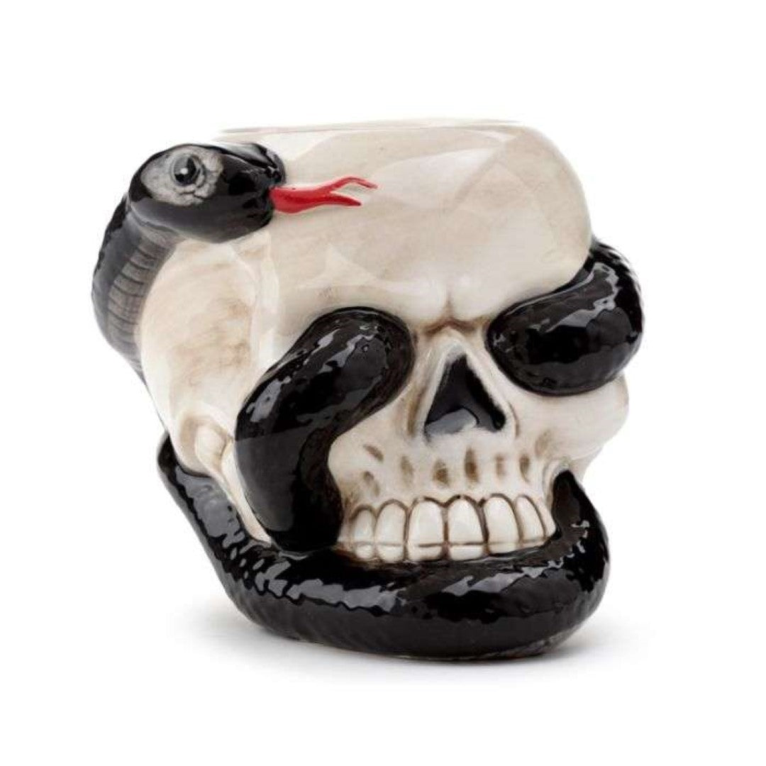 Ceramic Oil Burner - Skull with Coiled Snake Shaped (13cm)