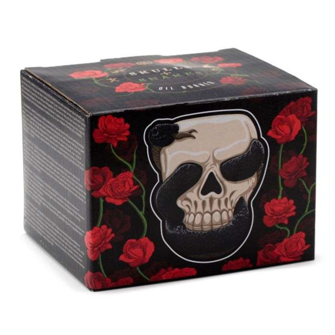 Ceramic Oil Burner - Skull with Coiled Snake Shaped (13cm)
