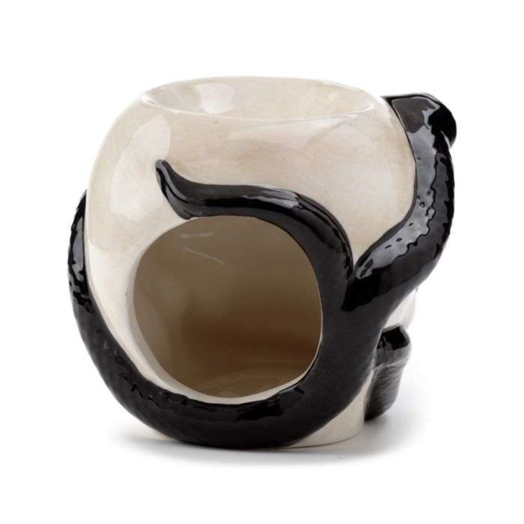 Ceramic Oil Burner - Skull with Coiled Snake Shaped (13cm)