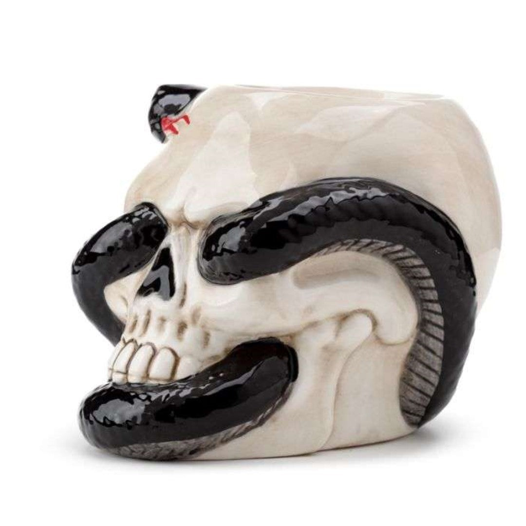 Ceramic Oil Burner - Skull with Coiled Snake Shaped (13cm)