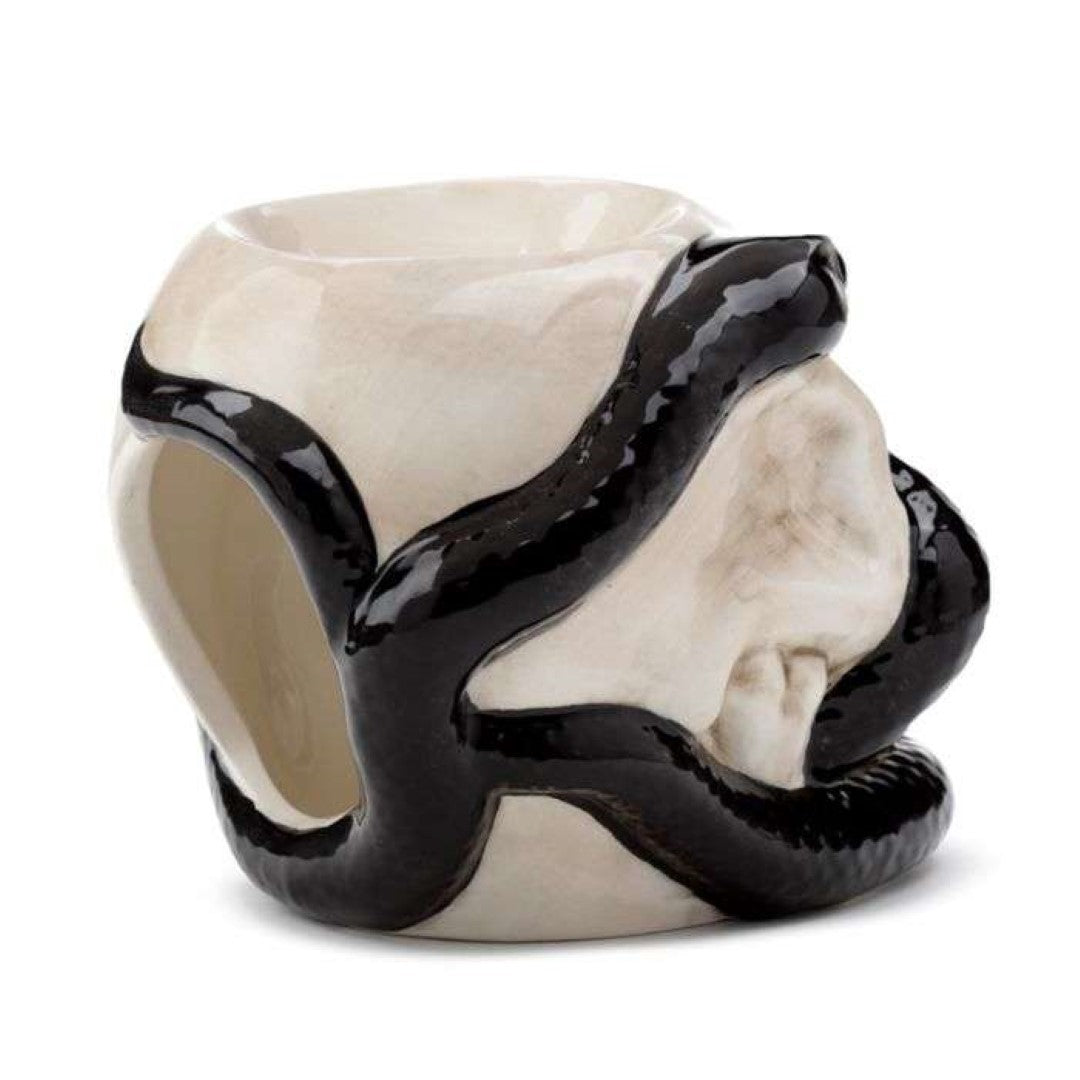 Ceramic Oil Burner - Skull with Coiled Snake Shaped (13cm)