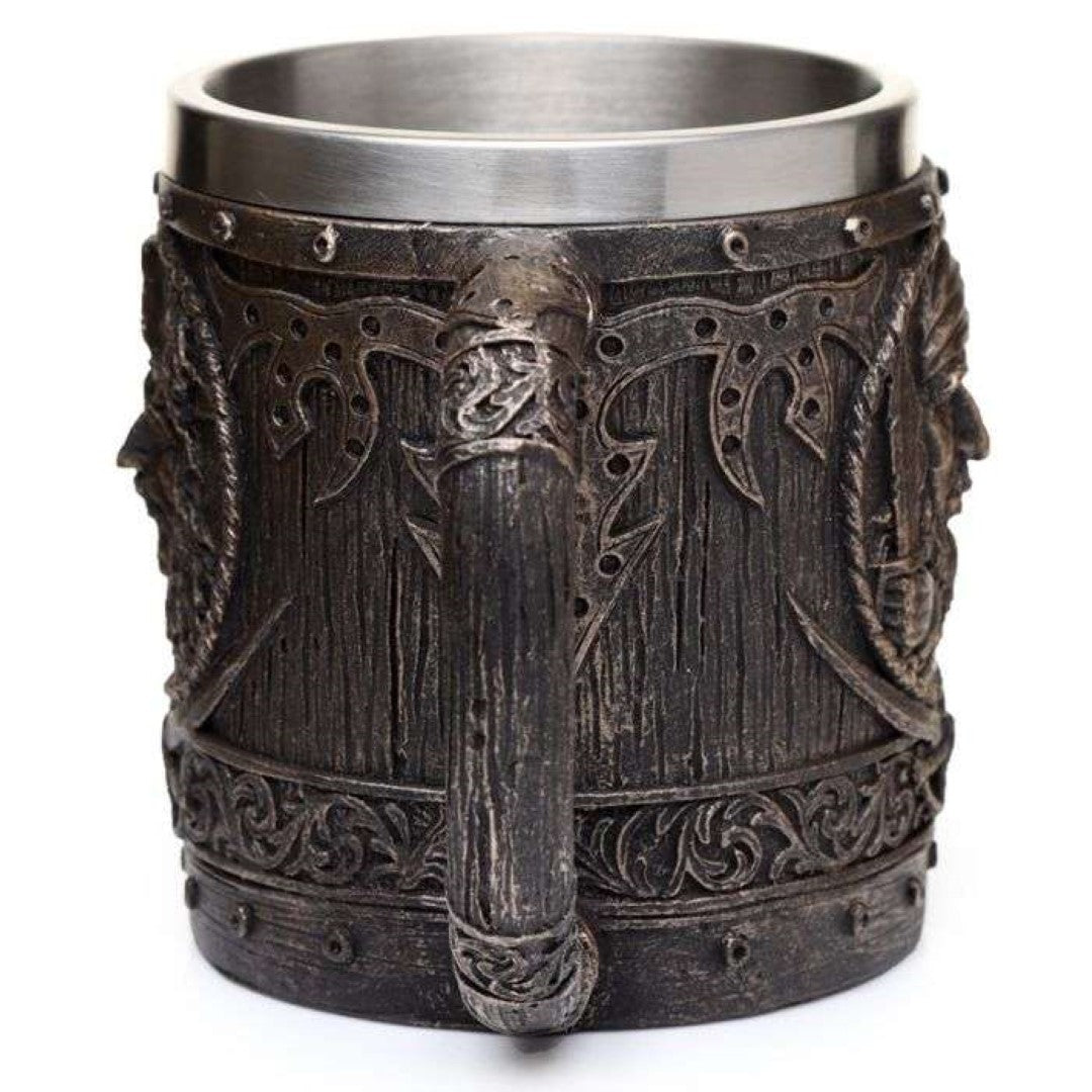 Tankard - Decorative Brushed Gold Wood Effect Pirate (14cm)