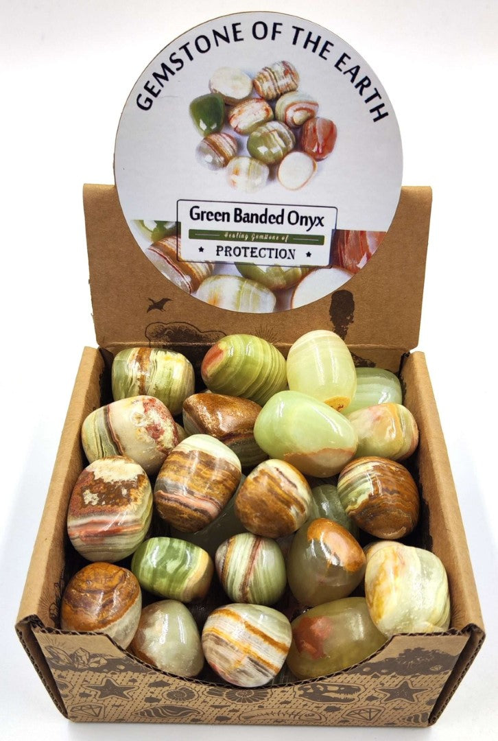 Tumbled Stones - Green Banded Onyx (Box of 50pcs)