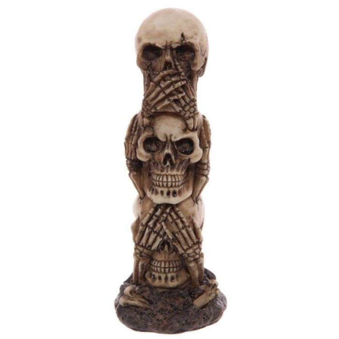 Ornament - Hear No Speak No See No Evil Skull Totem (19cm)