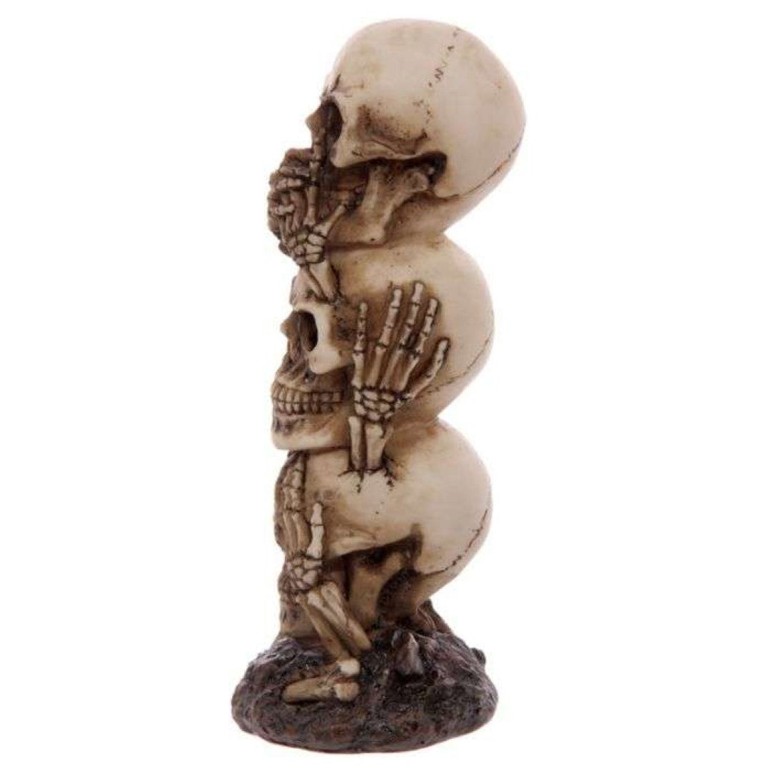 Ornament - Hear No Speak No See No Evil Skull Totem (19cm)