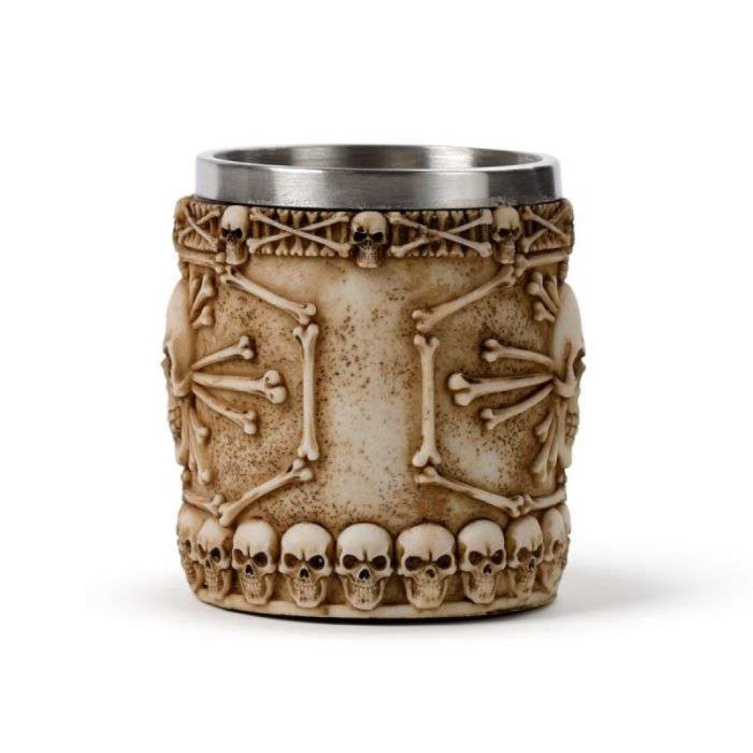 Tankard - Decorative Skull & Bone with Bone Handle (15cm)