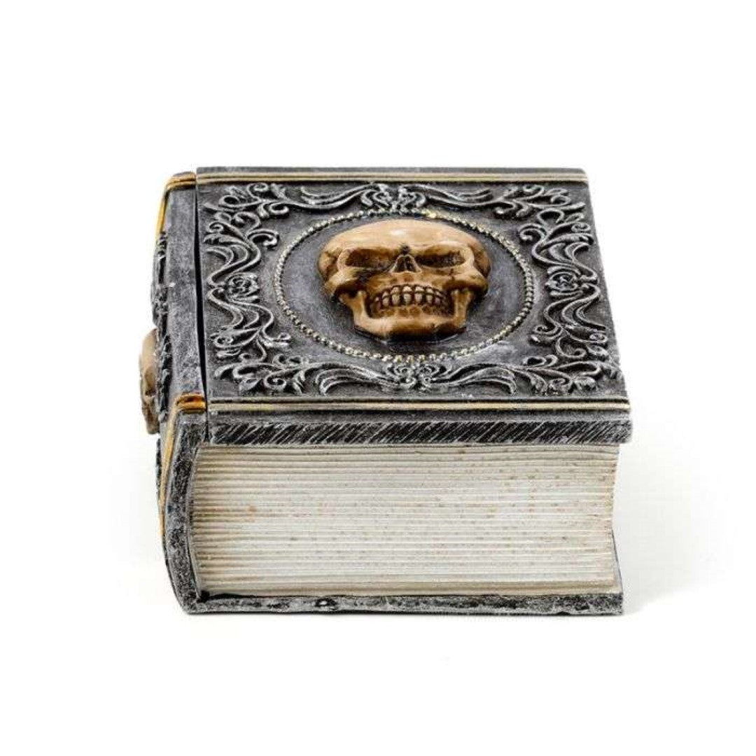 Trinket Box - Skull Embellished Book Shaped (11cm)