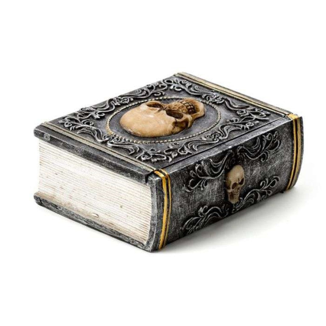 Trinket Box - Skull Embellished Book Shaped (11cm)
