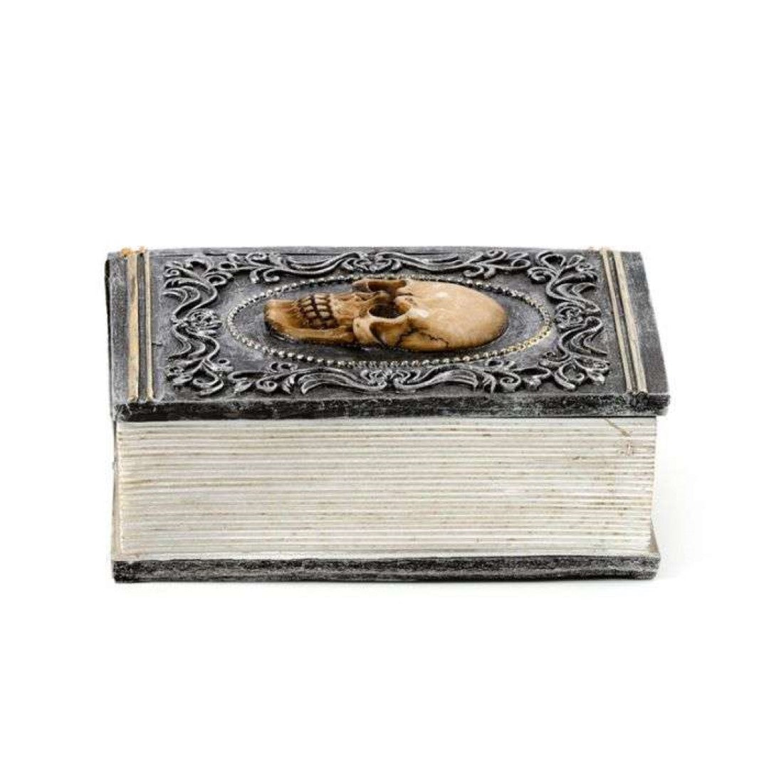 Trinket Box - Skull Embellished Book Shaped (11cm)