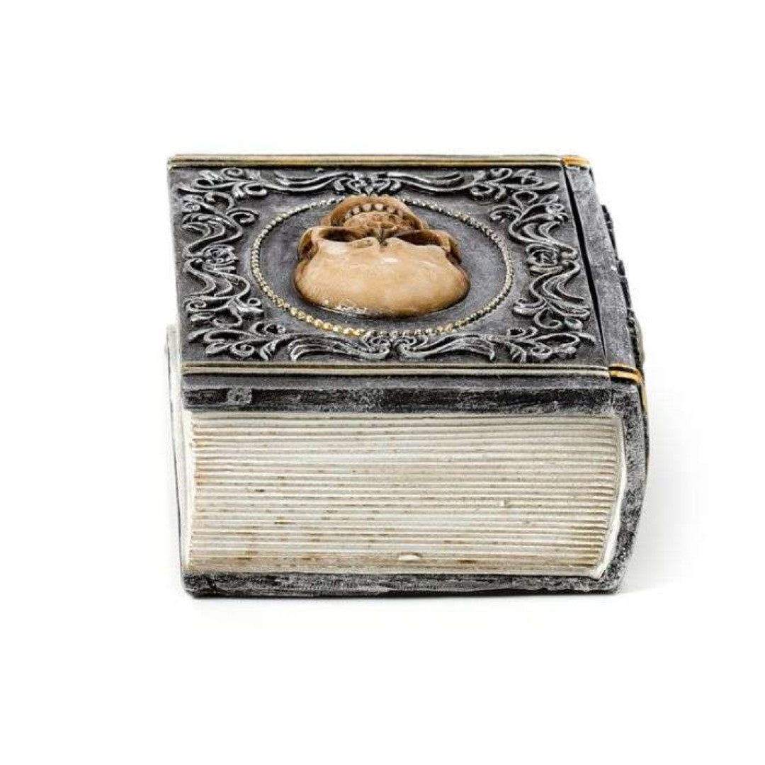 Trinket Box - Skull Embellished Book Shaped (11cm)