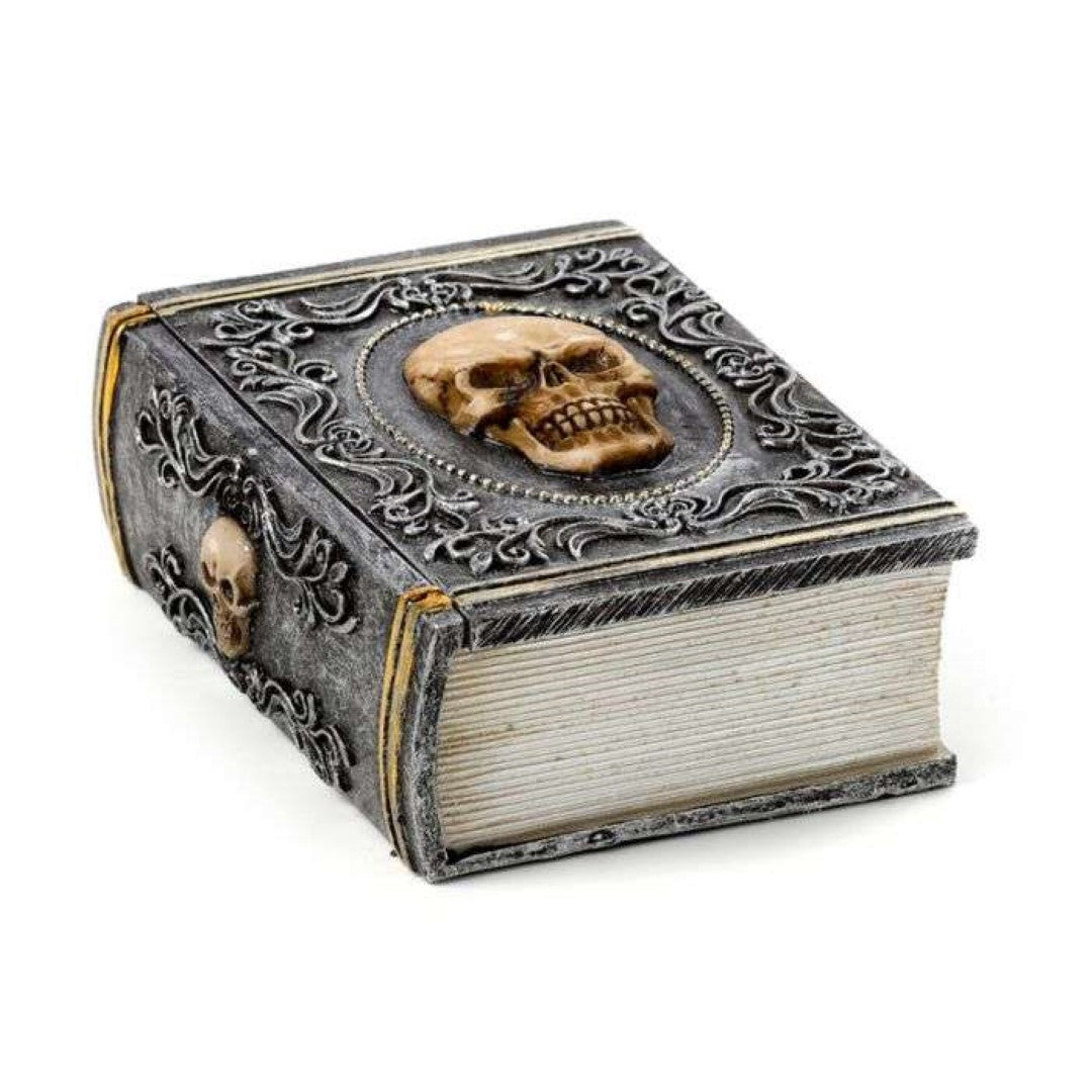 Trinket Box - Skull Embellished Book Shaped (11cm)