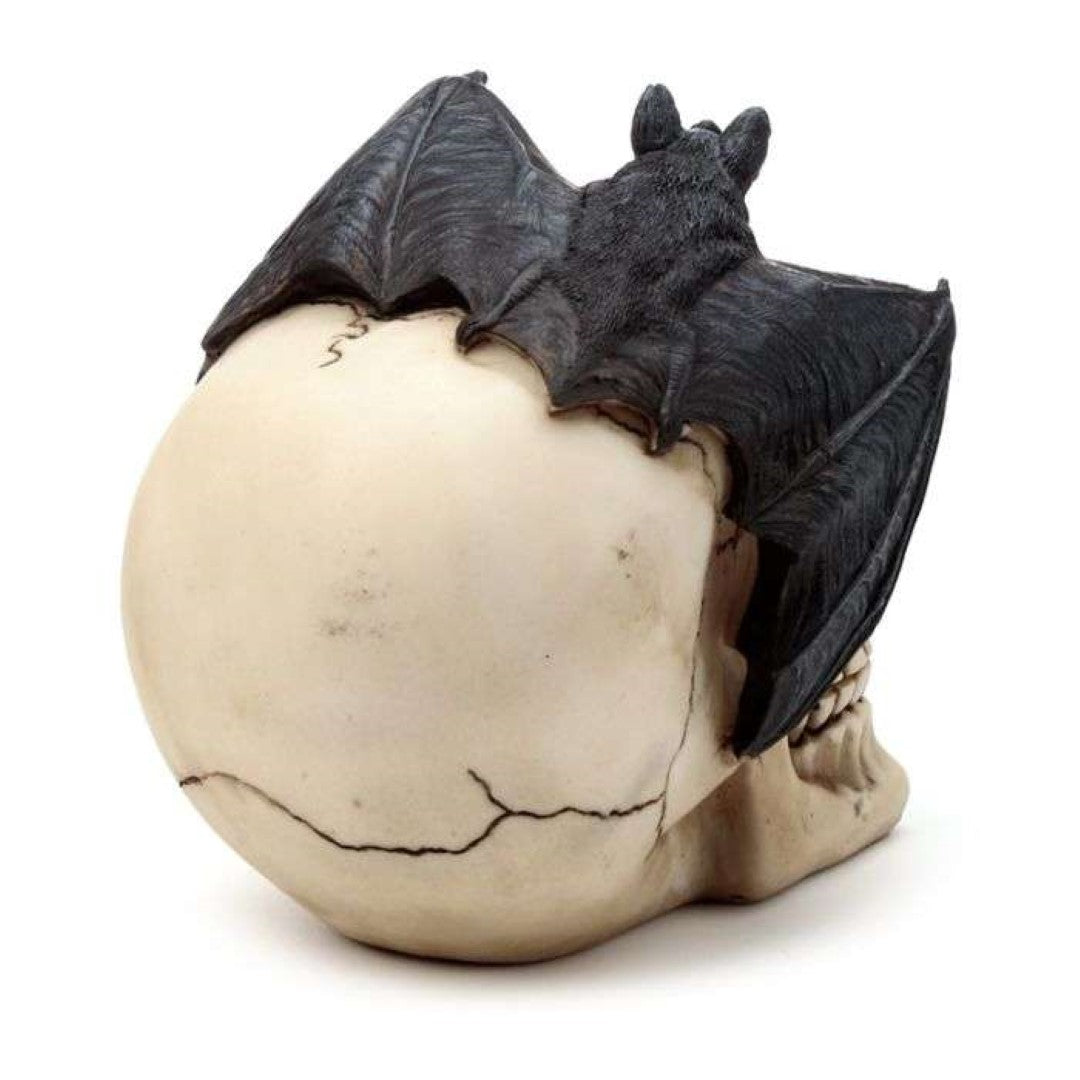 Ornament - Gruesome Skull Head with Bat (15cm)