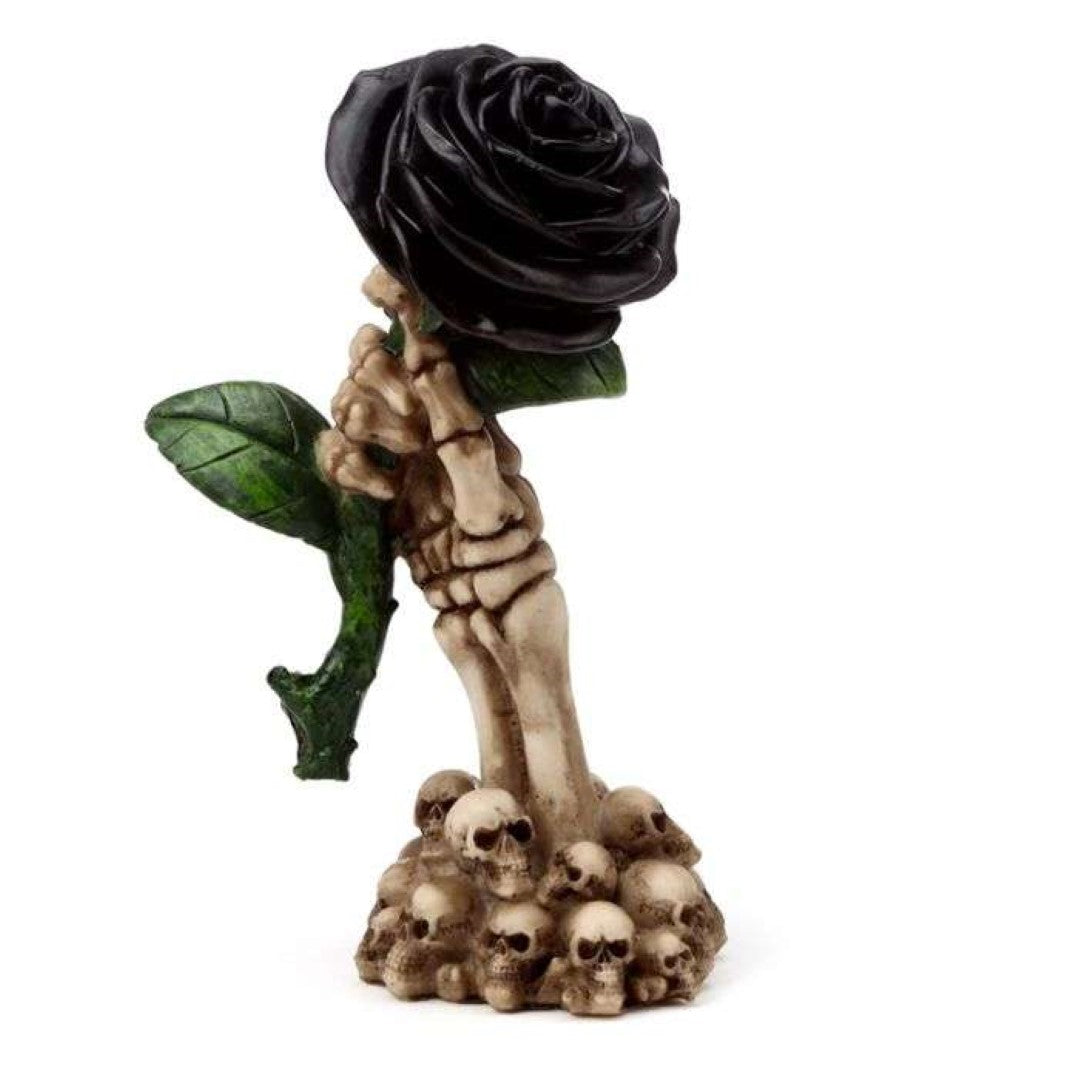 Ornament - Skeleton Hand Holding Black Rose (17cm)