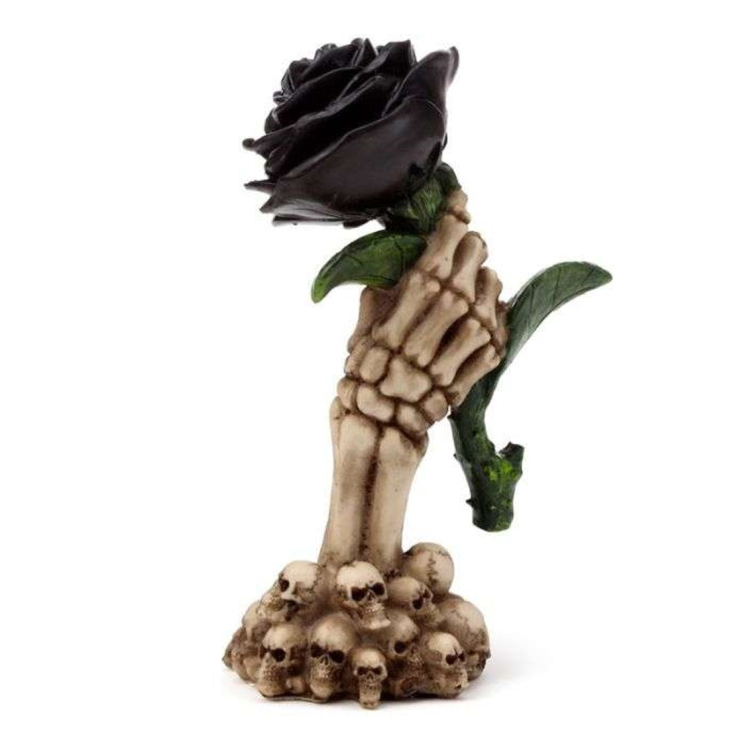 Ornament - Skeleton Hand Holding Black Rose (17cm)