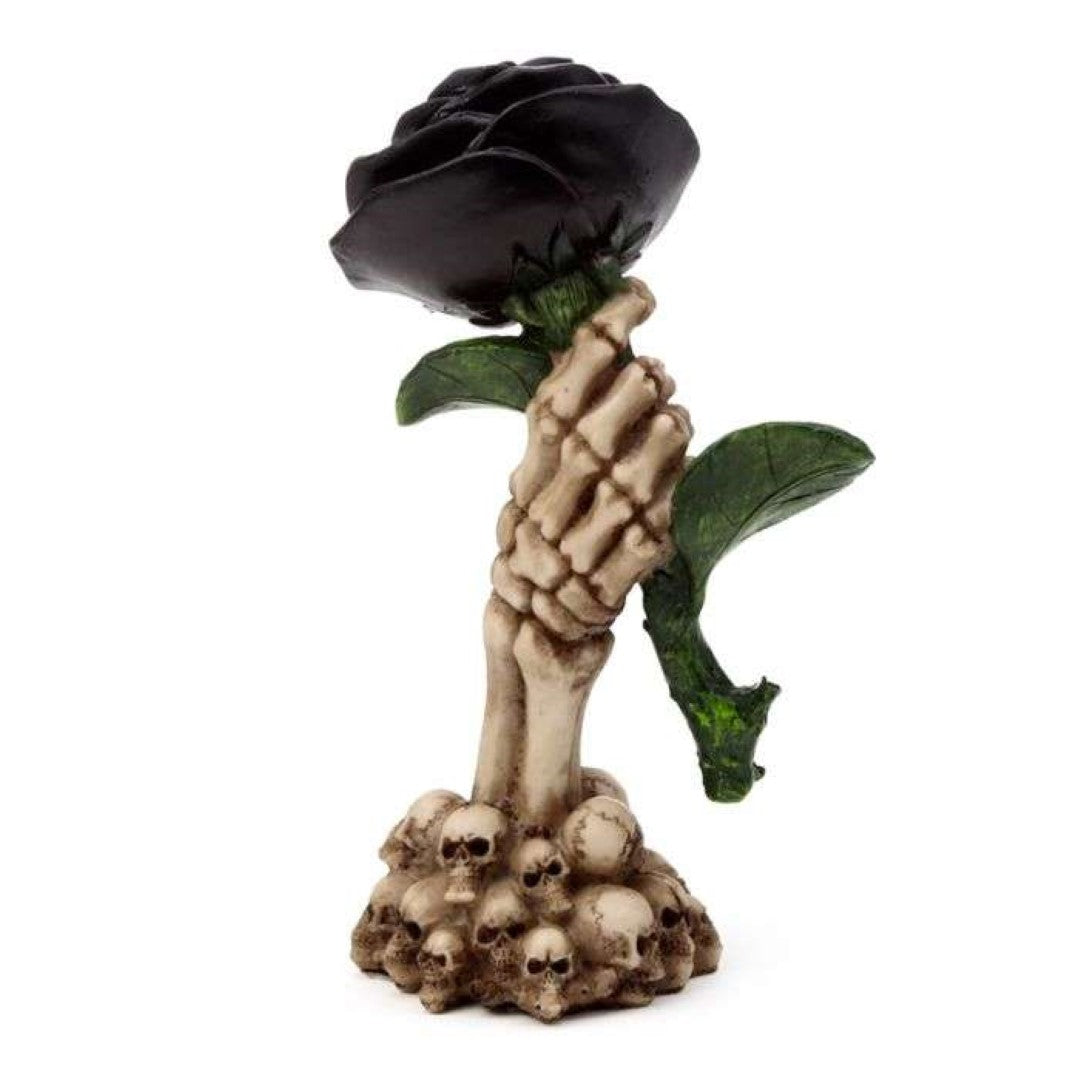 Ornament - Skeleton Hand Holding Black Rose (17cm)